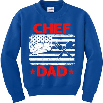 Distressed Usa Flag Chef Dad Patriotic Fathers Day Cool Gift Kids Sweatshirt