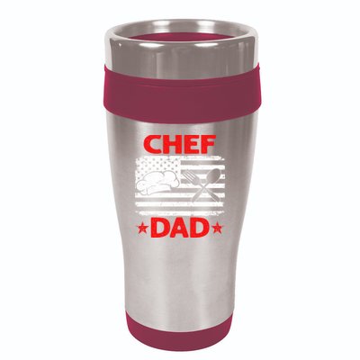 Distressed Usa Flag Chef Dad Patriotic Fathers Day Cool Gift 16oz Travel Tumbler