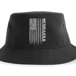 Distressed Usa Flag Patriotic American From Nebraska Sustainable Bucket Hat