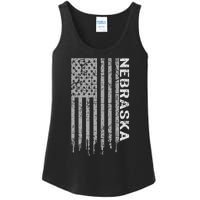 Distressed Usa Flag Patriotic American From Nebraska Ladies Essential Tank