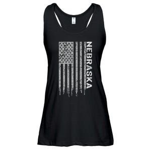 Distressed Usa Flag Patriotic American From Nebraska Ladies Essential Flowy Tank