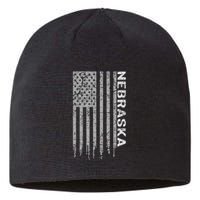 Distressed Usa Flag Patriotic American From Nebraska Sustainable Beanie