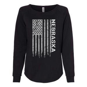 Distressed Usa Flag Patriotic American From Nebraska Womens California Wash Sweatshirt