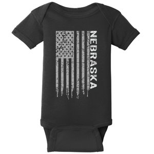 Distressed Usa Flag Patriotic American From Nebraska Baby Bodysuit