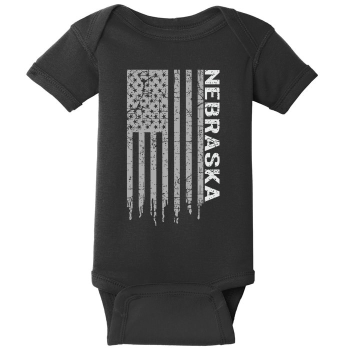 Distressed Usa Flag Patriotic American From Nebraska Baby Bodysuit