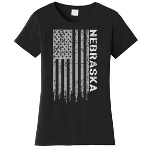 Distressed Usa Flag Patriotic American From Nebraska Women's T-Shirt