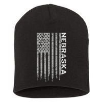 Distressed Usa Flag Patriotic American From Nebraska Short Acrylic Beanie