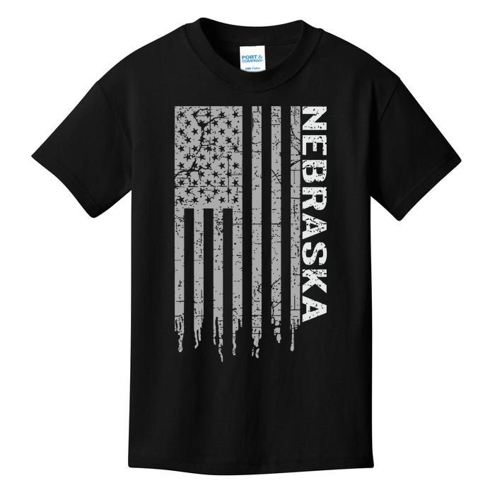 Distressed Usa Flag Patriotic American From Nebraska Kids T-Shirt