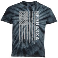 Distressed Usa Flag Patriotic American From Nebraska Kids Tie-Dye T-Shirt