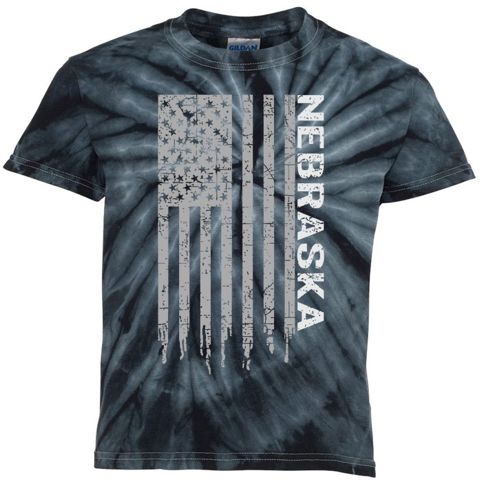 Distressed Usa Flag Patriotic American From Nebraska Kids Tie-Dye T-Shirt