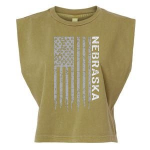 Distressed Usa Flag Patriotic American From Nebraska Garment-Dyed Women's Muscle Tee