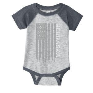 Distressed Usa Flag Patriotic American From Nebraska Infant Baby Jersey Bodysuit