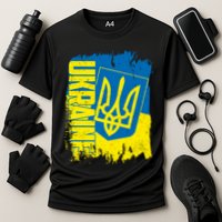 Distressed Ukraine Flag Stand With Support Ukraine Cooling Performance Crew T-Shirt
