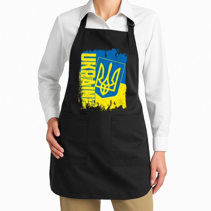 Distressed Ukraine Flag Stand With Support Ukraine Apron