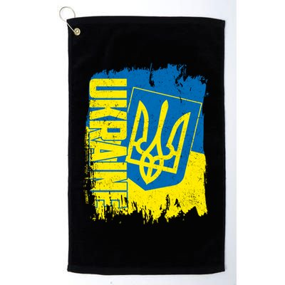 Distressed Ukraine Flag Stand With Support Ukraine Golf Towel