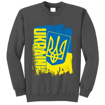 Distressed Ukraine Flag Stand With Support Ukraine Tall Sweatshirt