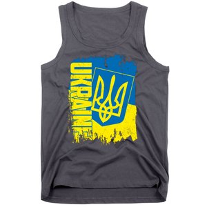 Distressed Ukraine Flag Stand With Support Ukraine Tank Top