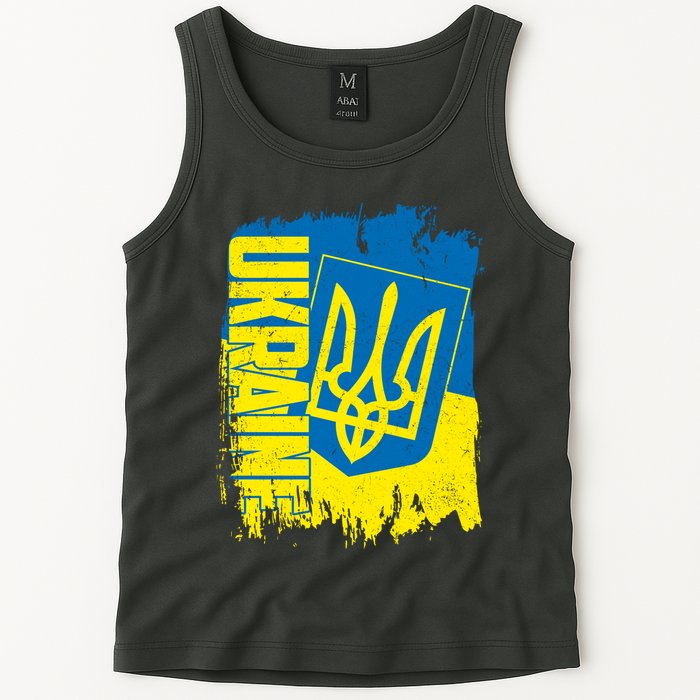 Distressed Ukraine Flag Stand With Support Ukraine Tank Top