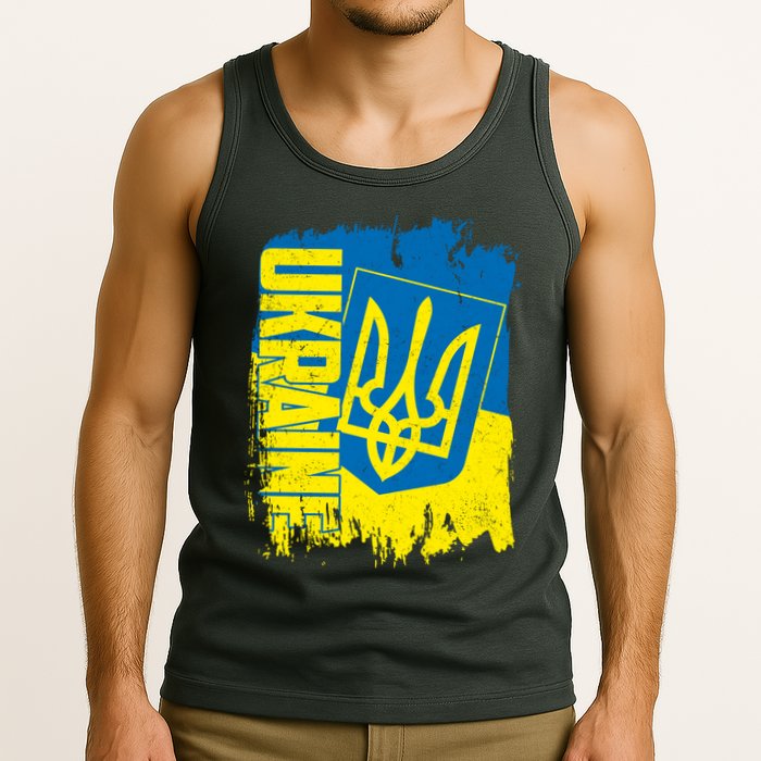 Distressed Ukraine Flag Stand With Support Ukraine Tank Top