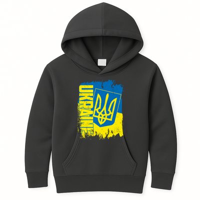 Distressed Ukraine Flag Stand With Support Ukraine Kids Hoodie