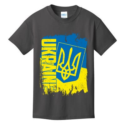 Distressed Ukraine Flag Stand With Support Ukraine Kids T-Shirt