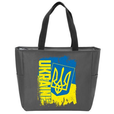 Distressed Ukraine Flag Stand With Support Ukraine Zip Tote Bag