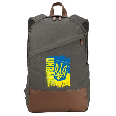 Distressed Ukraine Flag Stand With Support Ukraine Cotton Canvas Backpack