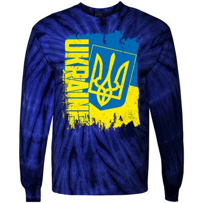 Distressed Ukraine Flag Stand With Support Ukraine Tie-Dye Long Sleeve Shirt