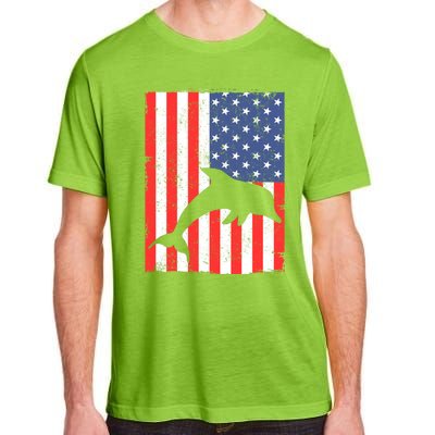 Dolphin Us Flag Independence Day Meaningful Gift Adult ChromaSoft Performance T-Shirt