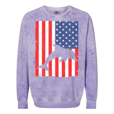 Dolphin Us Flag Independence Day Meaningful Gift Colorblast Crewneck Sweatshirt