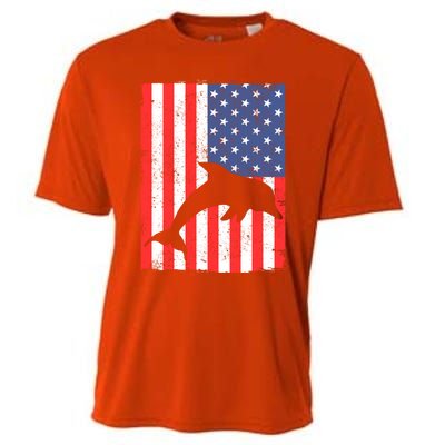 Dolphin Us Flag Independence Day Meaningful Gift Cooling Performance Crew T-Shirt