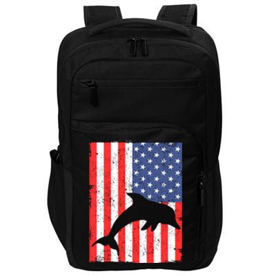 Dolphin Us Flag Independence Day Meaningful Gift Impact Tech Backpack