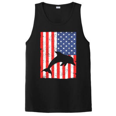 Dolphin Us Flag Independence Day Meaningful Gift PosiCharge Competitor Tank