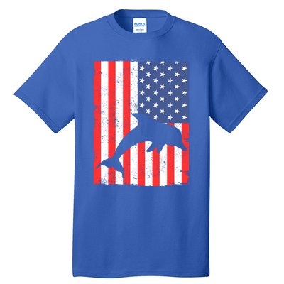 Dolphin Us Flag Independence Day Meaningful Gift Tall T-Shirt