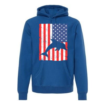 Dolphin Us Flag Independence Day Meaningful Gift Premium Hoodie