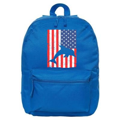 Dolphin Us Flag Independence Day Meaningful Gift 16 in Basic Backpack