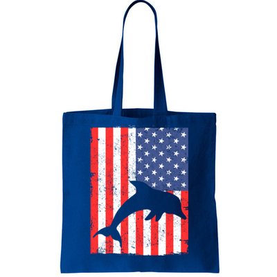 Dolphin Us Flag Independence Day Meaningful Gift Tote Bag