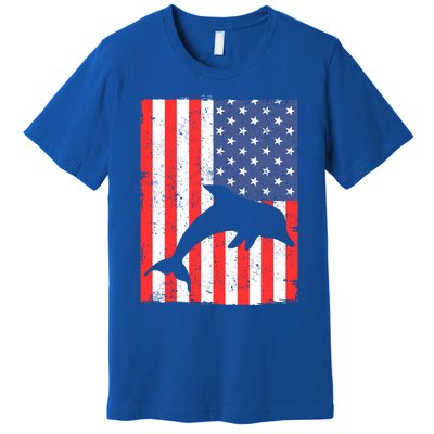 Dolphin Us Flag Independence Day Meaningful Gift Premium T-Shirt