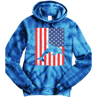 Dolphin Us Flag Independence Day Meaningful Gift Tie Dye Hoodie