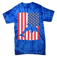 Dolphin Us Flag Independence Day Meaningful Gift Tie-Dye T-Shirt