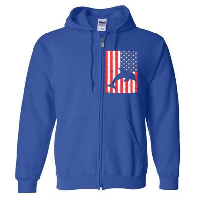 Dolphin Us Flag Independence Day Meaningful Gift Full Zip Hoodie