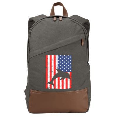 Dolphin Us Flag Independence Day Meaningful Gift Cotton Canvas Backpack