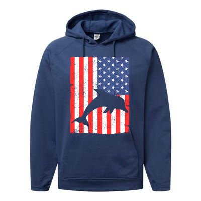 Dolphin Us Flag Independence Day Meaningful Gift Performance Fleece Hoodie