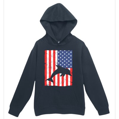 Dolphin Us Flag Independence Day Meaningful Gift Urban Pullover Hoodie