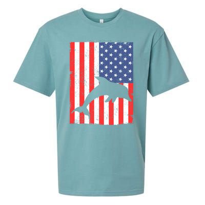 Dolphin Us Flag Independence Day Meaningful Gift Sueded Cloud Jersey T-Shirt