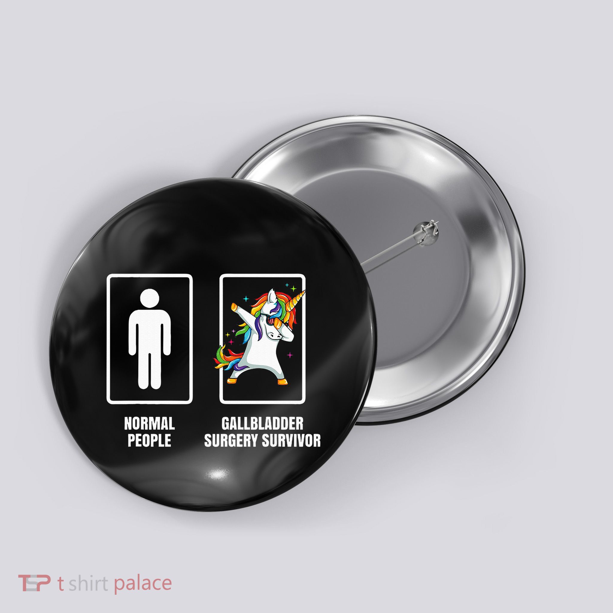 Dabbing Unicorn Gallbladder Surgery Survivor Recovery Gift Button