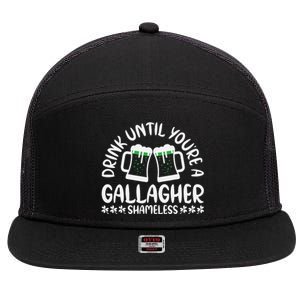 Drink Until Gallagher Cool Funny St Patricks Day 7 Panel Mesh Trucker Snapback Hat