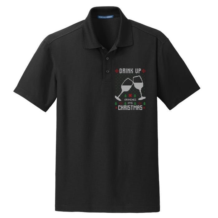 Drink Up Grinches It Is Christmas Dry Zone Grid Polo