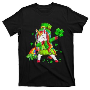 Dabbing Unicorn Holding Shamrocks Patrick's Day Lover Family T-Shirt