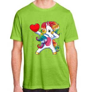 Dabbing Unicorn Heart Funny Valentines Day Gift Adult ChromaSoft Performance T-Shirt